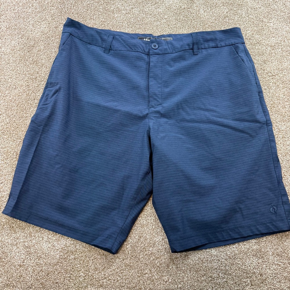 Hang Ten Men's Hybrid Shorts 38 Navy Blue Striped Stretch Board Skater Surf